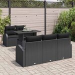 vidaXL Ensemble de canapé de jardin avec coussin 6 Pièces Noir polyrotin