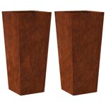 vidaXL Jardinières 2 Pièces 35x35x75 cm acier résistant aux intempéries