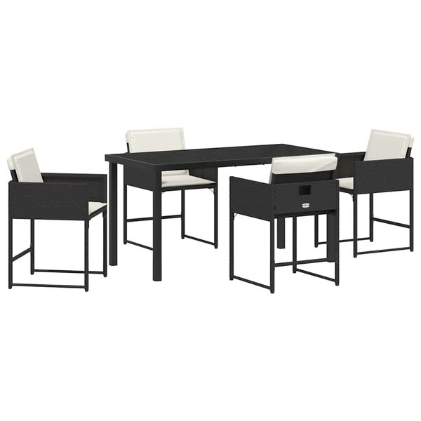 vidaXL Ensemble de salle à manger pour jardin 5 Pièces Noir polyrotin