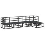 vidaXL Ensemble de canapé de jardin avec coussin 5 Pièces Noir Aluminium