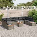 vidaXL Ensemble de canapé de jardin 11 Pièces Gris Poly rotin
