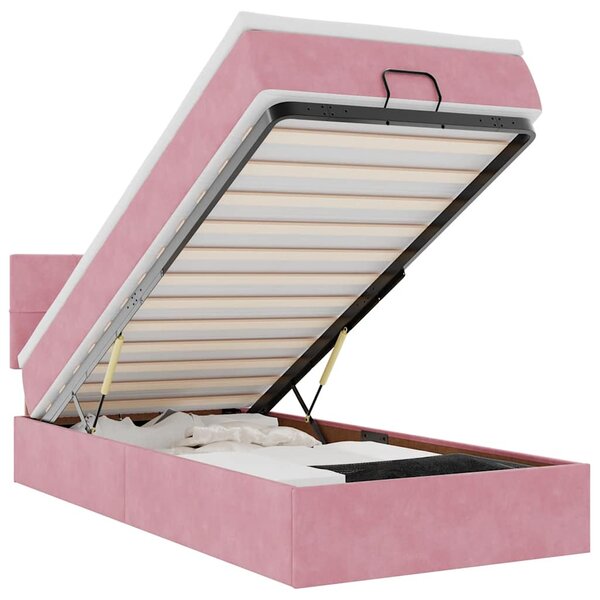 vidaXL Cadre de lit ottoman avec matelas rose 90x200 cm velours