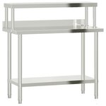 vidaXL Table de travail de cuisine avec étagère 110x55x120 cm inox