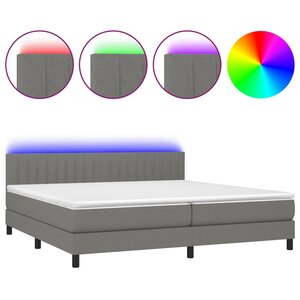vidaXL Sommier à lattes de lit et matelas et LED Gris foncé 200x200 cm