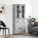 vidaXL Buffet haut Gris béton 69 5x34x180 cm Bois d'ingénierie