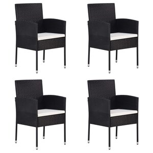 vidaXL Chaises de jardin coussins blanc crème 4Pièces noir résine tressée