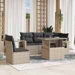 vidaXL Salon de jardin 6 Pièces avec coussins gris clair résine tressée