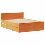 vidaXL Cadre de lit sans matelas avec tête de lit brun cire 150x200 cm
