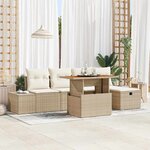 vidaXL Ensemble de canapé de jardin 6 Pièces Beige polyrotin