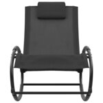 vidaXL Chaise longue avec oreiller acier et textilène noir
