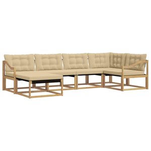 vidaXL Ensemble de canapés d'extérieur 6 pc Blanc et Beige