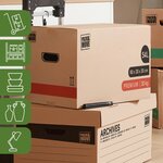 Pack and Move - Lot 40 Cartons Déménagement Premium - 60 X 25 X 25 Cm - Extrême Résistance 25 KG - Réutilisables - Double Épaisseur - Poignées Renforcées - 2 Adhésifs Offerts