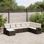 vidaXL Salon de jardin 8 Pièces avec coussins marron résine tressée