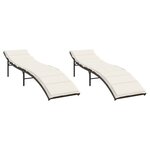 vidaXL Chaises longues lot de 2 avec coussins marron résine tressée