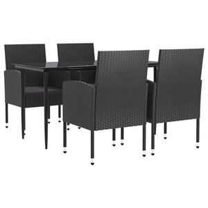 vidaXL Ensemble à manger de jardin 5 Pièces noir résine tressée et acier