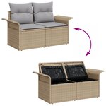 Ensemble de canapés de jardin 8 pièces avec coussins en beige poly rotin
