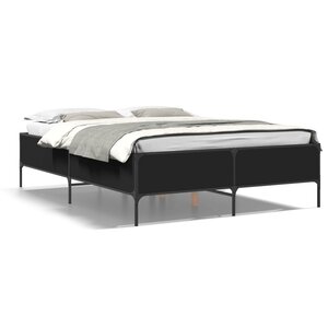 vidaXL Cadre de lit sans matelas noir 135x190 cm