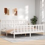 vidaXL Cadre de lit avec tête de lit blanc 200x200 cm bois massif