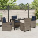 vidaXL Ensemble de Dîner de Jardin 5 Pièces Gris Poly Rattan