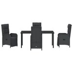 vidaXL Ensemble de salle à manger de jardin 5 pièces avec coussins Noir Poly Rattan