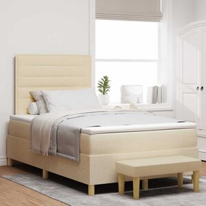 vidaXL Lit à ressorts avec coussin Crème 190 x 120 cm tissu