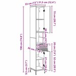 vidaXL Meuble de salle de bain haut Chêne fumé 31.5 x 33 x 190 cm