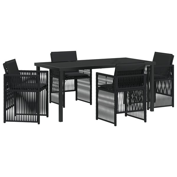 Ensemble de jardin 5 pièces avec coussins en poly rattan noir vidaXL
