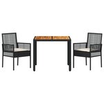 Ensemble de salle à manger vidaXL 3 pièces Noir Bois Durable