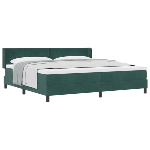 Lit Box Spring vidaXL avec Matelas Vert Foncé 200x200 cm Velours