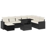vidaXL Salon de jardin 9 Pièces avec coussins noir résine tressée