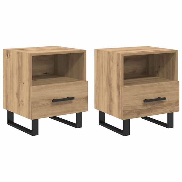 vidaXL Cabinet de chevet 2 Pièces Chêne artisanal 40 x 35 x 47 5 cm