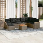 vidaXL Salon de jardin 9 Pièces avec coussins gris résine tressée
