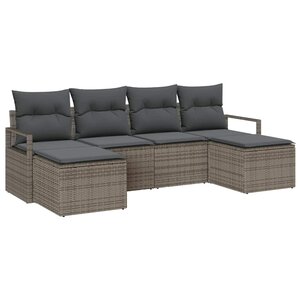 vidaXL Ensemble de canapé de jardin avec coussin 6 Pièces Gris