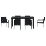 vidaXL Ensemble de salle à manger pour jardin 7 Pièces Noir Poly rotin