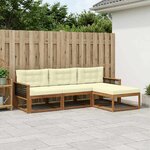 vidaXL Ensemble de canapés d'extérieur 4 pc Naturel et Crème