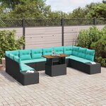 vidaXL Ensemble de salle à manger pour jardin 11 Pièces Noir et Sarcelle