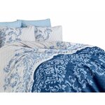 Parure de lit - housse de couette 220 x 240 + 2 taies d'oreiller 60 x 60 coton renforcé - Bleu