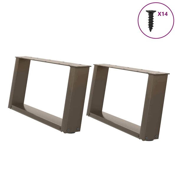 vidaXL Pieds de table basse en U  2 pièces  acier naturel  70 x (30-31) cm