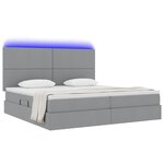 vidaXL Lit de rangement LED avec matelas Gris clair 200 x 200 cm Tissu