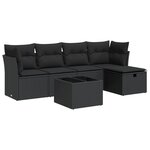 vidaXL Salon de jardin 6 Pièces avec coussins noir résine tressée