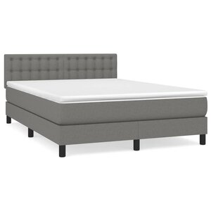 vidaXL Sommier à lattes de lit avec matelas Gris foncé 140x200cm Tissu