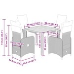 vidaXL Ensemble de bistro de jardin 5 Pièces coussins noir poly rotin