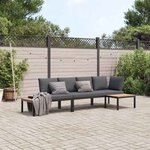 vidaXL Salon de jardin 3 Pièces avec coussins noir aluminium