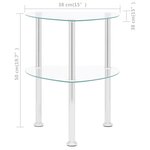 vidaXL Table d'appoint 2 niveaux Transparent 38x38x50 cm Verre trempé