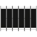 vidaXL Cloison de séparation 6 panneaux Noir 240x180 cm