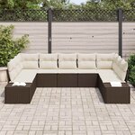 vidaXL Ensemble de canapé de jardin 9 Pièces Marron et crème Poly Rattan