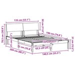 vidaXL Cadre de lit avec tête de lit Blanc et gris clair 135 x 190 cm