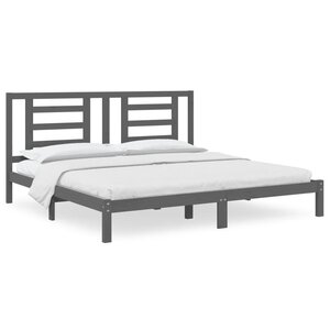 vidaXL Cadre de lit sans matelas gris 200x200 cm bois massif de pin
