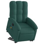 vidaXL Fauteuil inclinable de massage électrique Vert foncé Tissu