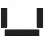 vidaXL Ensemble meuble TV Montage mural 3 Pièces Noir Bois d'ingénierie